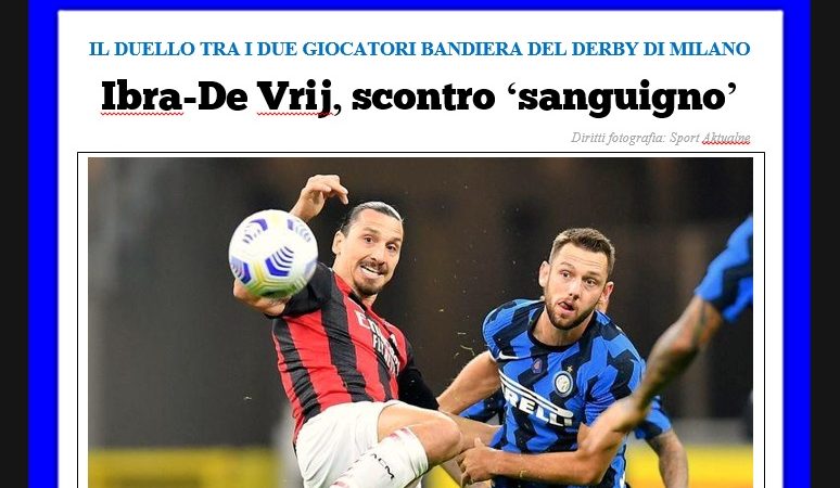 Il brutto gesto di Ibra: due gomitate a De Vrij nel corso di Inter-Milan